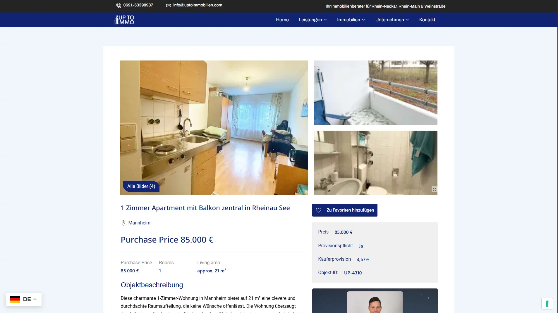 Uptoimmobilien Real Estate Company in German — Full Web Brand Design — portfolio project by Hesadu Creatives